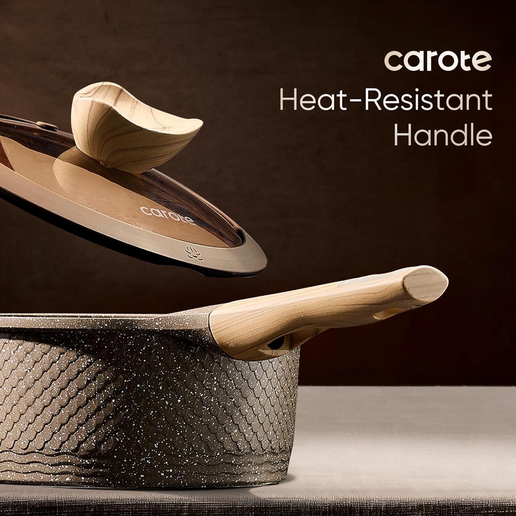 Carote 18-Piece Nonstick Cookware Set with Utensils, Brown photo 7