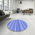 thumbnail image 4 of Ahgly Company Machine Washable Indoor Round Transitional Blue Ribbon Blue Area Rugs, 4' Round, 4 of 7
