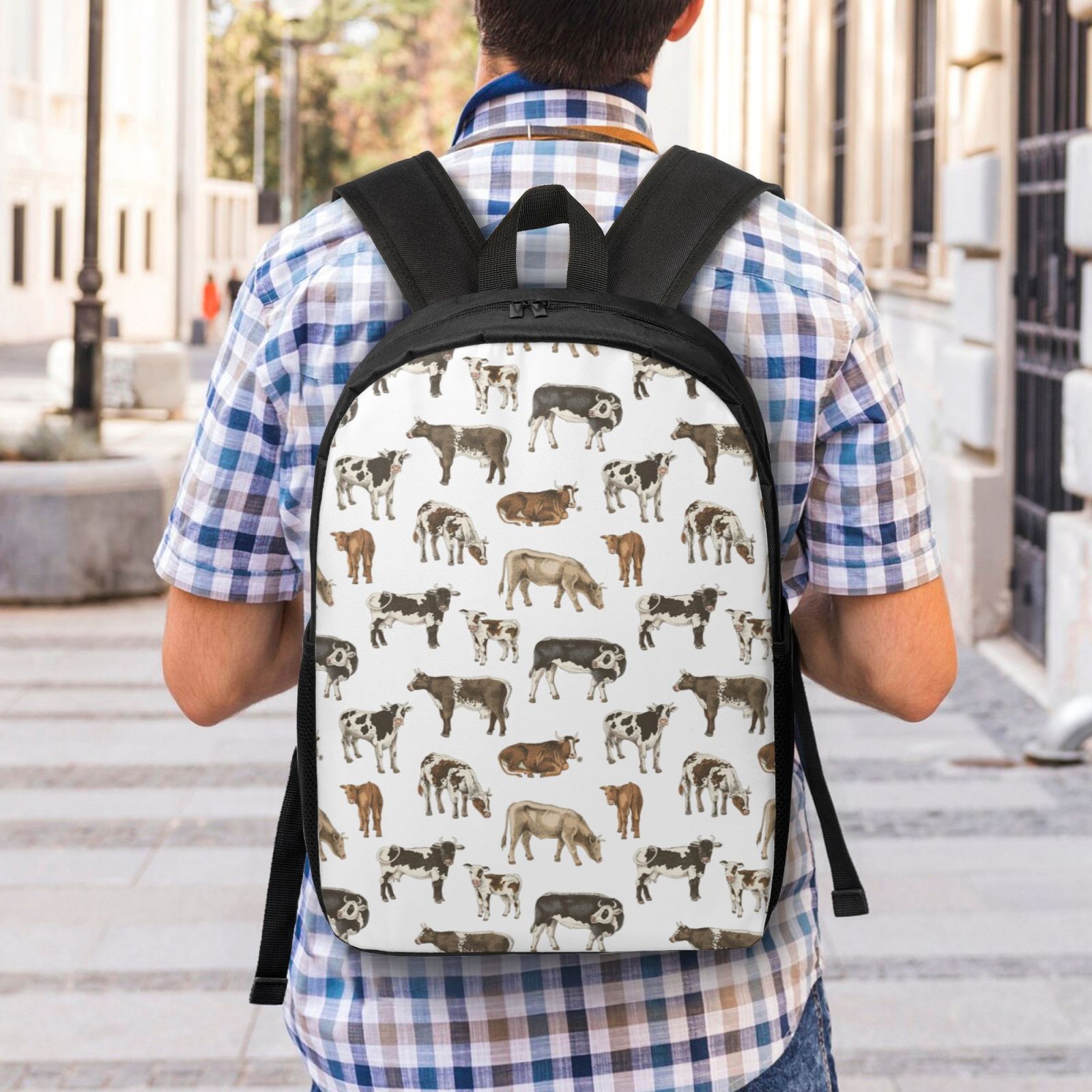 Xecao Cow print Travel Backpack, Large Computer Backpack for Men Women, College School Rucksack Book Bag