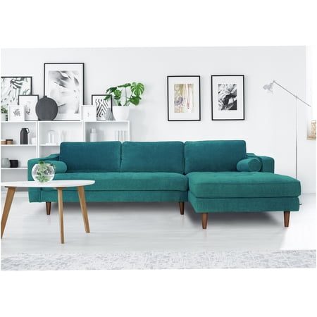 Turquoise Blue Convertible Sectional Sofa with Storage Reversible L-Shaped Couch for Living Room