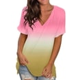 thumbnail image 1 of B91xZ T-Shirts d'Été à Manches Courtes pour Femmes Tunique Décontractée Basique T-Shirts Tees, Rose S, 1 of 2