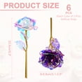 thumbnail image 2 of Uxcell 6 Pcs 24K Colorful Gold Rose, Artificial Roses Flowers Eternal Crystal Flower Gift for Mother's Day Thanksgiving Valentine's Day Anniversary Birthday Party, Rainbow White/Purple, 2 of 7