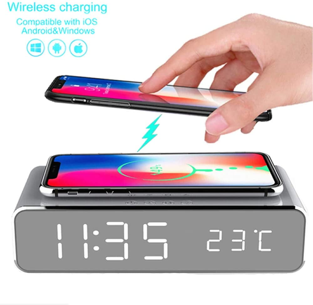Mellion LED Alarm Clock Time Temperature Display Wireless Charger