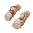 thumbnail image 4 of Miqool Women's Flat Sandals Square Open Toe Dressy Vacation Slip On Slides Shoes, 4 of 7
