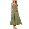 thumbnail image 4 of INSPIRAR CHIC Vestidos de Verano para Mujeres Vestido Maxi de Lino Suelto con Cintura Ajustable Tirantes Espagueti Casual Vestido de Playa XL Verde, 4 of 5
