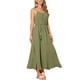 thumbnail image 4 of Vestidos de verano INSPIRE CHIC para mujeres, vestido maxi de lino, suelto, con lazo en la cintura, tirantes de espagueti, vestido casual de playa 2XL verde, 4 of 5