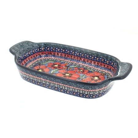 

Blue Rose Polish Pottery Jungle Flower Rectangular Serving Dish