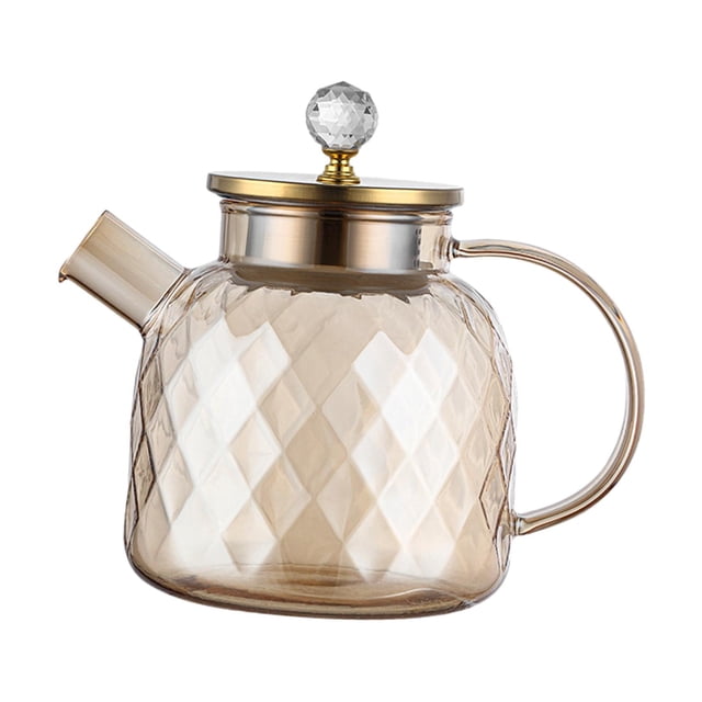 Tnarru Glass Pitcher Lightweight Tea Pot Kettle for Juice Milk Cold or Hot Beverage 1.3L
