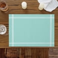 thumbnail image 2 of Pure Light Cyan Placemats for Dinning Table Set of 6, Simple Solid Color Burlap Kitchen Place Mats Waterproof Cloth Table Mats, Indoor Outdoor Placemats Easy Clean Dinner Decor, 2 of 8