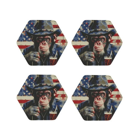 

Leather Coasters with Heat-resistant for Drinks Cool Chimp with Drink -标题2 Hexagon