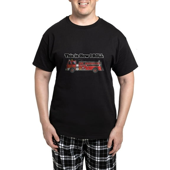 CafePress - How I Roll (Fire Engine/Truck Men's Dark Pajamas - Men's Dark Loose Fit Cotton Pajama Set