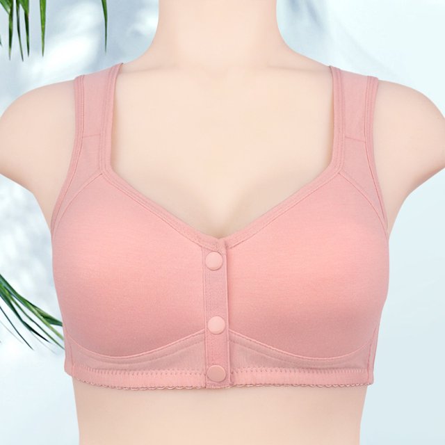 Conjunto de lencería Sujetadores de cierre fácil para mujer, sujetadores deportivos diarios sin aros, ropa interior femenina de mediana edad Kuymtek Rosa T 50 para Mujer