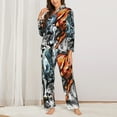 thumbnail image 3 of Disketp Pajamas Set Long Sleeve Sleepwear Womens Button Down Nightwear Pj Sets-Four Running Horses, 3 of 9