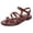 Wine, variant on Rokment Womens Fisherman Flat Flip Flops Sandals Stylish Casual Leather Ankle Strap Strappy Low Heel Walking Dress Sandals Beach Summer Footwear Black Size 6