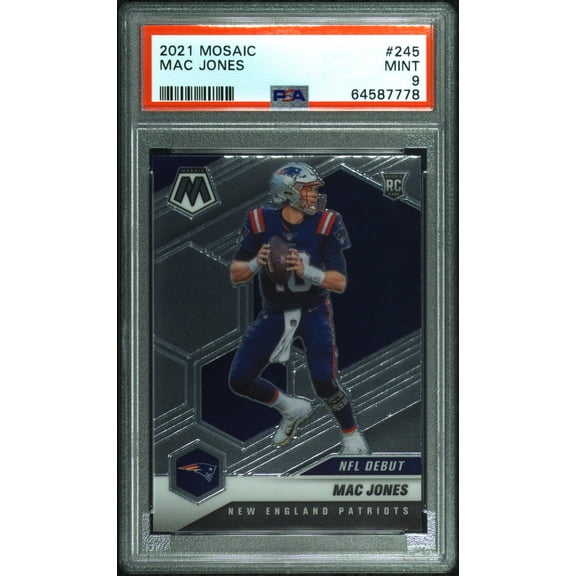 Mac Jones Patriots 2021 Panini Mosaic NFL Debut Rookie Card #245 PSA 9 Mint
