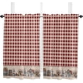 thumbnail image 2 of 63 Inch Long Tier Curtains for Kitchen, American Country Star Retro Red Checked Plaid Bathroom Window Curtains Rod Pocket Short Curtains Window Treatment Tiers for Living Room Farmhouse 2 Panels, 2 of 5