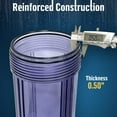 thumbnail image 4 of High Capacity 20 x 4.5” Whole House Filter Purifier System for Well or City Water, Presser Relief Button, 1” NPT Brass Port, Double O-ring, Meets NSF Standards & Regulations (Transparent, 3 Sets), 4 of 7