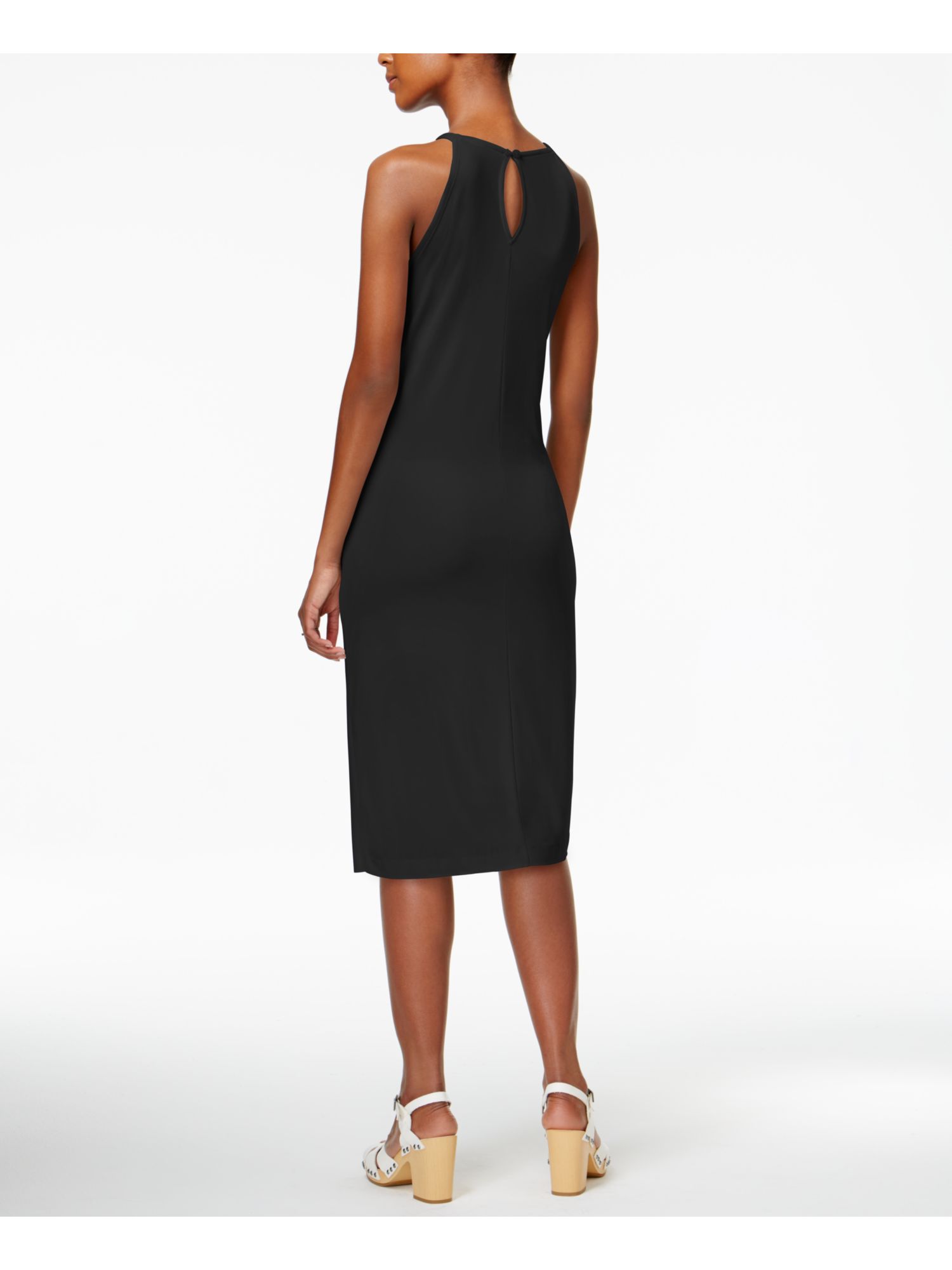 BAR III Womens Black Sleeveless Below The Knee Sheath Dress