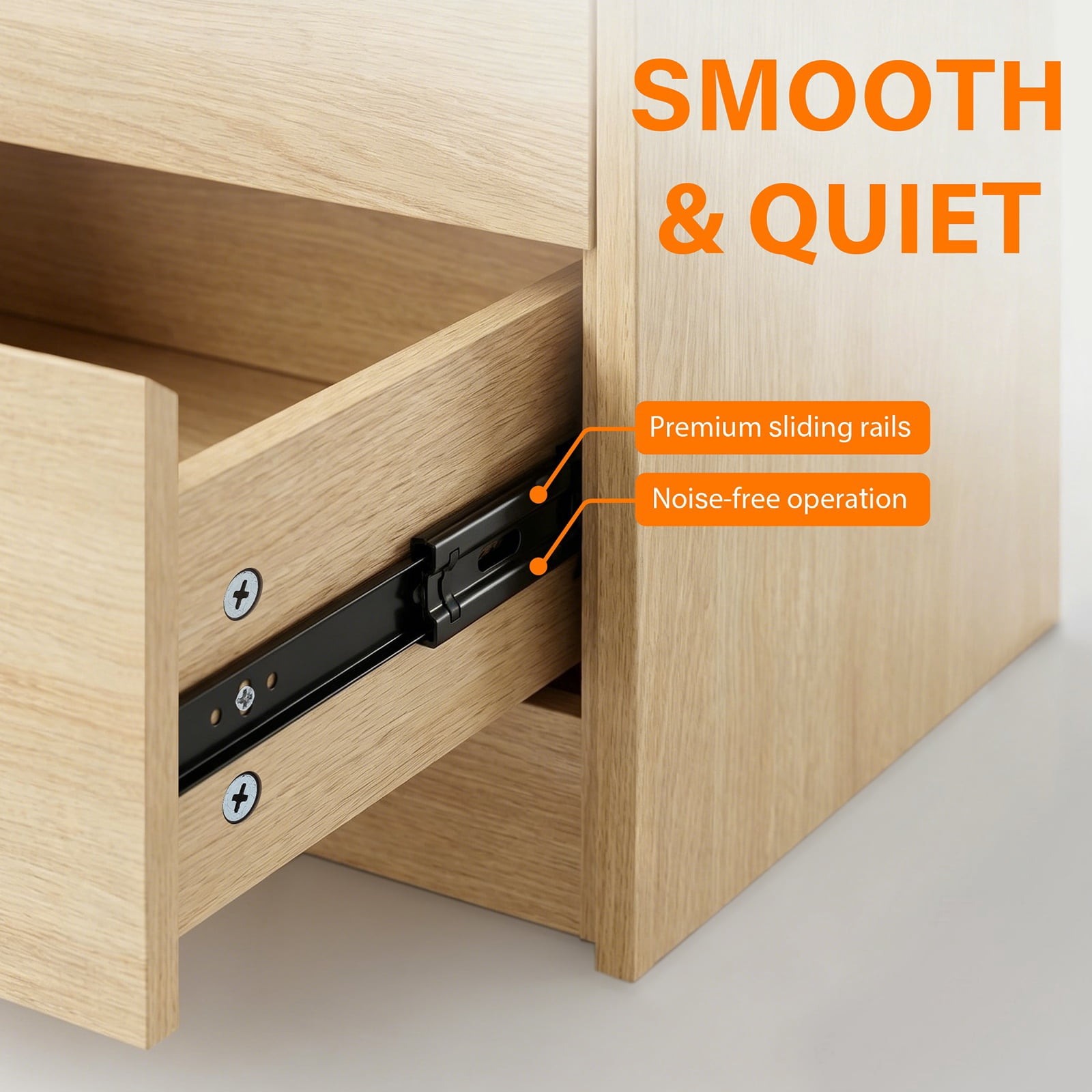 Hommoo Modern 6 Drawers Dresser for Bedroom with Spacious Countertop, Wooden Dressers Storage Cabinet with Concealed Handles & Rounded Corner Design, for Bedroom,Living Room, Natural