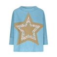 thumbnail image 5 of Spring Tops for Women Viikei Womens Tops Clearance under $10,Solid Color Patchwork Star Women's Top Sky Blue L, 5 of 9