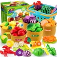 thumbnail image 1 of Joyfy 60 pcs Play Food Set for Kids Kitchen, Colour Sorting Toy Food for Boys & Girls, Pretend Play Fake Food Toy for Toddlers, 1 of 8