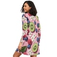 thumbnail image 2 of FORMRS Womens Long Sleeve Nightgowns Crew Neck Sleep Shirt Soft Pajamas Sizes S-3XL, Pink Kiwi, 2 of 8