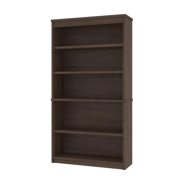Bestar Universel 36W bookcase in antigua finish featuring five spacious shelves for storage.