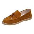 thumbnail image 3 of Lilgiuy Casual Plus Size Shallow Mouth Peas Shoes Women's Foreign Trade European And American Shoes，Brown，8.5 for 2022, 3 of 5