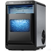 Goosiay Nugget Ice Maker Countertop, 44lbs per Day Portable Pebble Sonic Ice Machine with Soft Chewable Ice for Home, Kitchen, Office, RV, Camping, Stainless Steel, Black