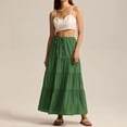 thumbnail image 2 of Womens Maxi Skirts, Elastic High Waist A-Line Tiered, Long Flowy Skirts, Casual Beach & Vacation Wear, 2 of 8