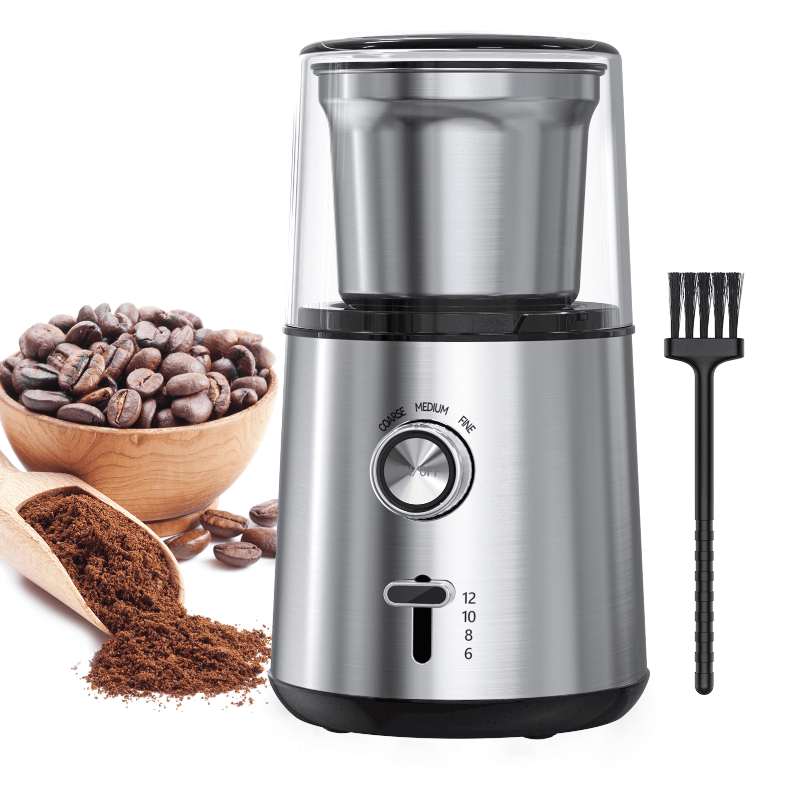 Electric Coffee Grinder for Coffee Beans Spices, Automatic Coffee Grinder  with Double Stainless Steel Blades, Large Capacity Spice Grinder for Home