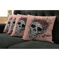 thumbnail image 2 of Ambesonne Rose Throw Pillow Cover 4 Pack, Skull Boho Floral Wreath, 20", Coral Multicolor, 2 of 6