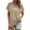 Beige, variant on POTETI Womens T Shirts Khaki Solid Color Casual V-neck Short Sleeve Loose T-shirt Tops