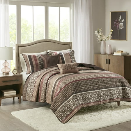 5pc Full/Queen Cambridge Reversible Quilted Coverlet Set Red - Madison Park