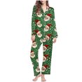 thumbnail image 1 of Puntoco Conjunto de pijama cómodo para mujer, conjunto de pijama informal de manga larga con solapa y estampado navideño a la moda para mujer, conjunto de pijama informal con parte superior y pant, 1 of 5