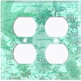 thumbnail image 3 of Metal Light Switch Plate Outlet Cover (Teal Leaf Letter Damask LET010), 3 of 13