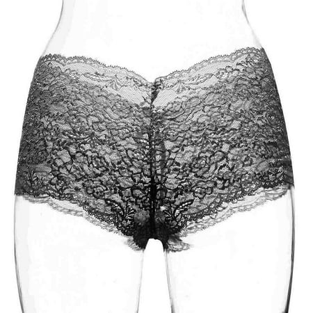 

Qcmgmg Women Crotchless Lace Briefs Plus Size Underwear Low Waisted Panties