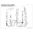 thumbnail image 3 of Kingston Brass KS43015BX Metropolitan 5-Piece Roman Tub Faucet with Hand Shower, Polished Chrome, 3 of 4