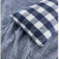thumbnail image 7 of Chezmoi Collection 3-Piece Pre-Washed Buffalo Check Plaid Cotton Quilt Set Reversible Lightweight Bedspread , Queen, Blue/White, 7 of 7