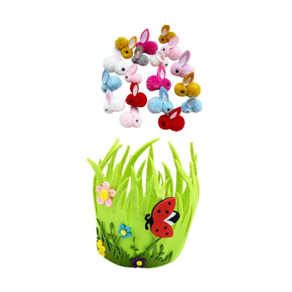 Bolsa de regalo con canasta de Pascua, decoración, linda caja de golosinas de Pascua con 12 conejos Patrón de mariquita