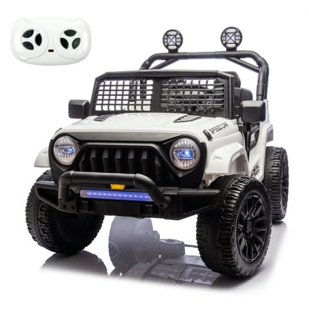 TCARAIWEN 24V Two Seater Kids Electric Car Ride on Cars,Powered 4-Wheel Battery Car with Remote Control MP3 LED Bluetooth Music for Kids 2 ,White