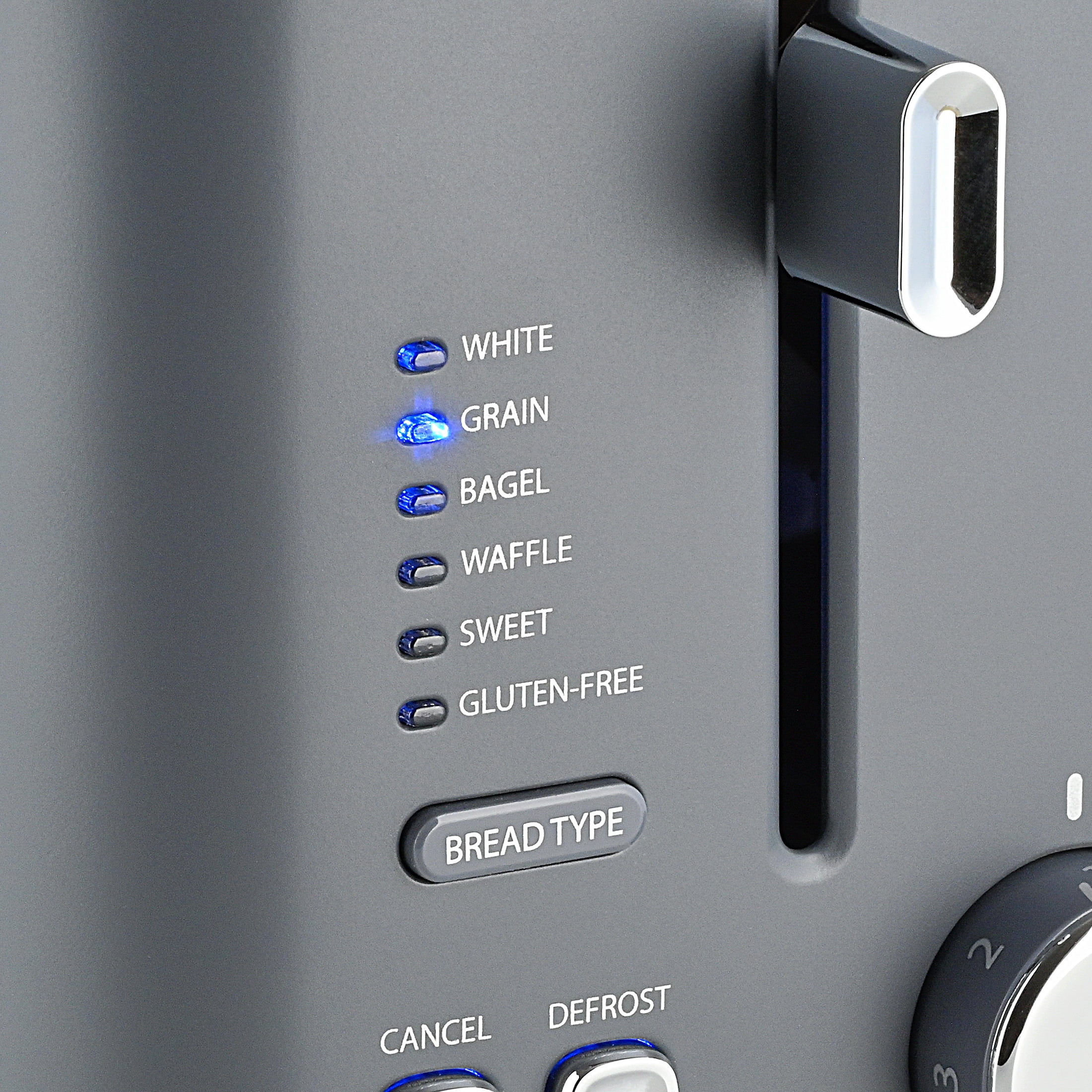 Toastmaster 2-Slice Multi-Function Toaster - Blue Gray with Lever and Dial Controls, Extra Wide Slots, High Rise Toast Lift and Gluten Free Setting, 900W
