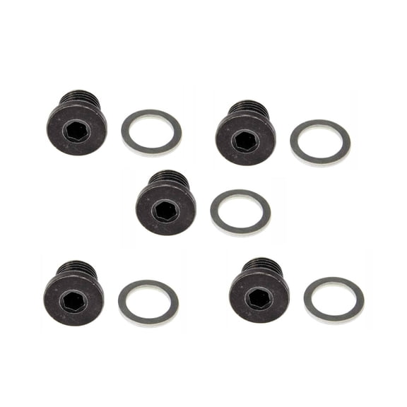 KarParts360 For Audi SQ5 2014 2015 2016 2017 Engine Oil Drain Plug | 5 Pieces | Steel/Aluminum Material | Black Color | Allen Key Head Drive Type | With 5 Washers | Replacement For N0138157, N0160276