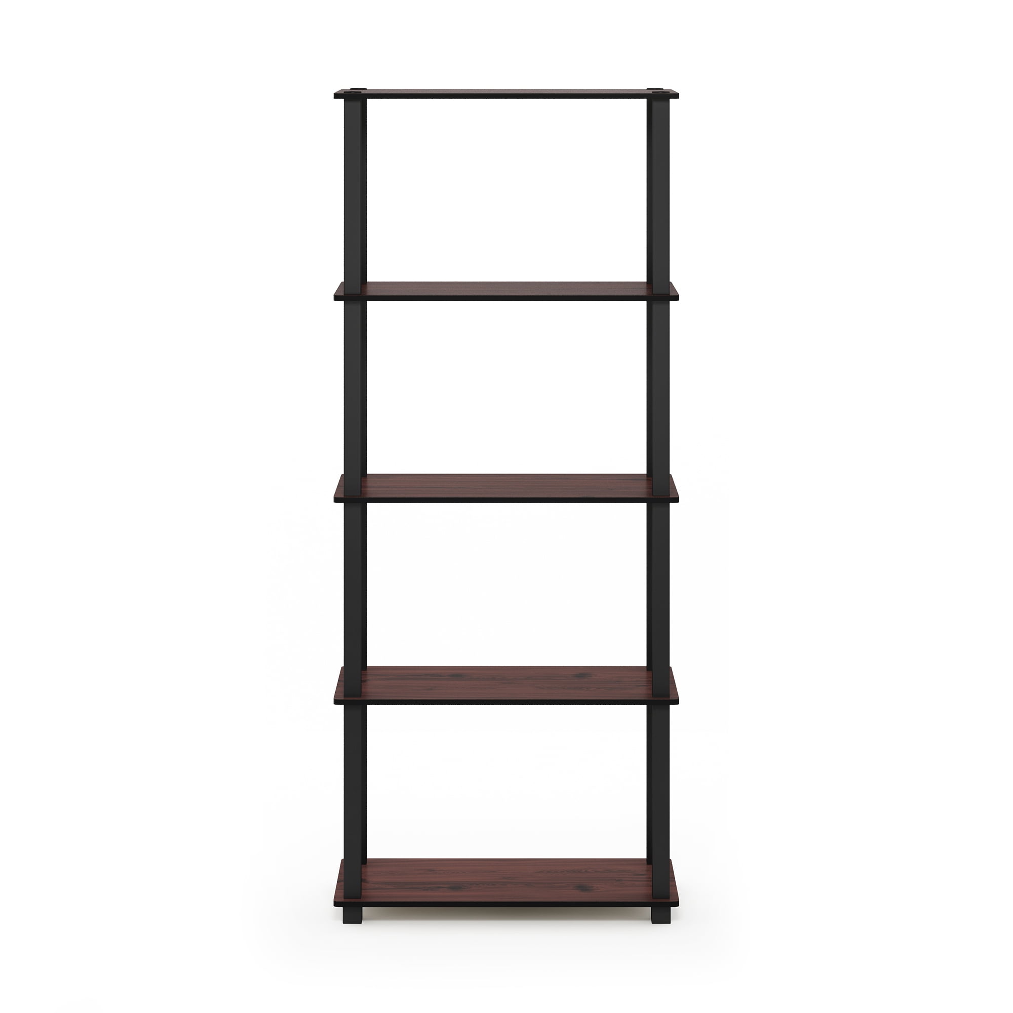 Furinno Turn-S-Tube 5-Tier Square Tubes Display Shelf, Dark Cherry/Black