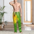 thumbnail image 2 of Wukai Bees Pollinates A Yellow Dandelion Mens PJ Pajama Pants|Sleepwear Plaid PJs with Pockets|Men's Lightweight Open-Hem Lounge Pants-X-Large, 2 of 6