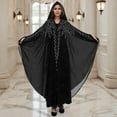 thumbnail image 5 of Long Sleeve Shirts for Women, Muslim Dress for Women Loose Batwing Sleeved Hooded Beaded Embroidery Long Abaya Dress Kaftan Abayas Islamic Robe, 5 of 5