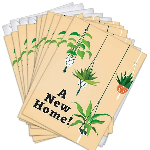Potted Plants New Home Housewarming Greeting Cards | 10 Pack Bulk Set (4x6)