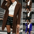thumbnail image 2 of Women's Woolen Jacket Casual Lapel Coat with Belt Autumn Winter Solid Color Coat with Large Pockets for Date Work Streetwear, 2 of 8