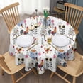 thumbnail image 3 of White Chicken Farm Pattern Round Tablecloth 60"x60",Wrinkle Wipeable Table Cloth for Kitchen Dining Room Picnic Patio Party, 3 of 6