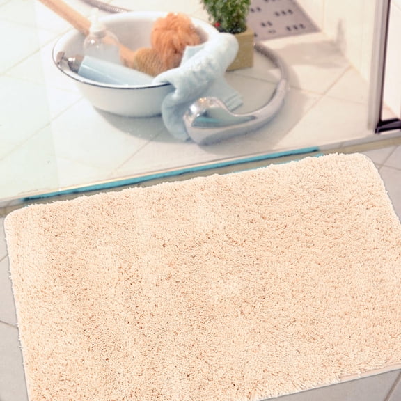 NICERIO Soft and Washable Bath Rug for Bathroom, Beige Color with Highly Absorbent Polyester Material